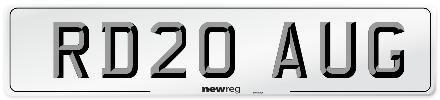 RD20 AUG Number Plate from New Reg